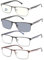 EFE 4-PACK Gafas de lectura para Hombre, Bisagras de Resorte, Marco Rectangular, Gafas de Lectura Metal Bloquea la Luz Azul, incluido Gafas de lectura para el sol, anti UV (Multicolor, 1.25, x)
