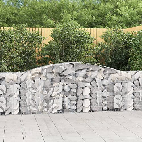 Bulliing Gabionen mit Hochbogen 3 STK. 400x30x80/100cm Verzinktes Eisen GabionenköRbe WasserzapfsäUle Garten Gabionen Zaun Gabionensteine 3146854