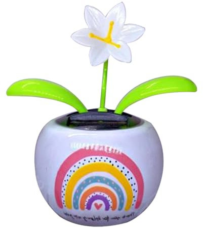 Flores danzantes solares,Flores danzantes con energía solar, Linda flor que sacude la cabeza en macetas coloridas, con energía solar, Decoración de coche de flores, figuras de baile solares para escri