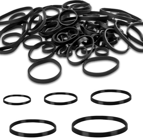 wonkeken 150Pcs Elastic Bands 5 Sizes Heavy Duty Thick Rubber Bands Natural Strong Elastic Bands Wide Rubber Bands Home School Office Workshop Accessories Fixed Stretchable Bands Black 2.5/4/5/6/8CM