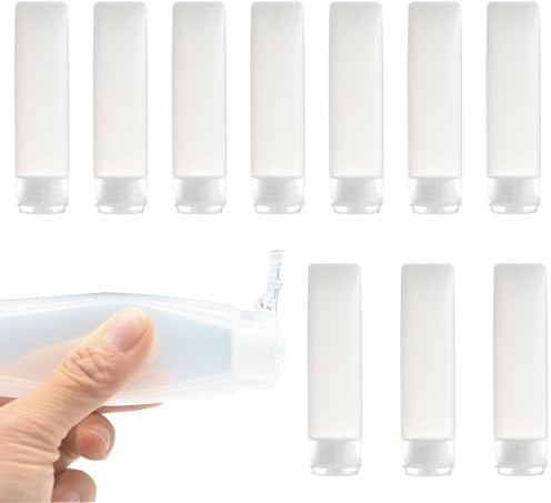 MUNSKT 10 Pièces Flacons De Voyage 30ml Pour Articles De Toilette, Flacons Plastique Rechargeables, Transparent Et Étanche Pour Shampoing, Après-Shampoing Et Lotions