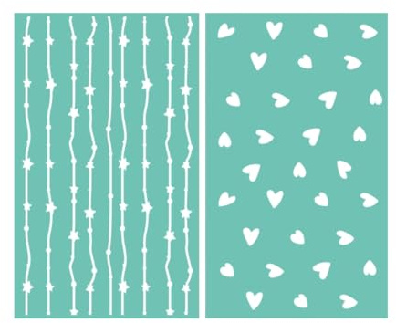 Set med 2 Mini Embossing true love Craftelier pärmar - hjärtan och stjärnreliefer för scrapbooking och hantverk - kompatibel med Sizzix Big Shot, Minty Cut, Mini Evolution | 7,64 x 12,62