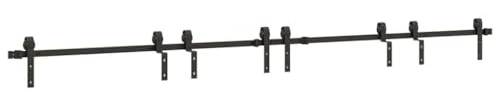 vidaXL Schiebetürbeschlag-Set 183 cm Stahl Schwarz, Schiebetürbeschlag-Satz, Schiebetürrolle, Schiebetürsystem, Schiebetürschiene, Schiebetüraufhänger