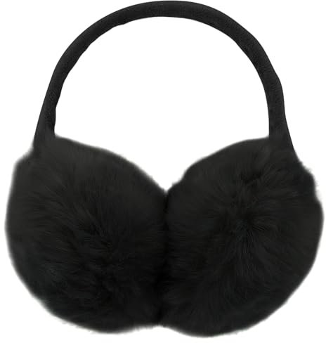 Ear Muffs Thermal Fluffy Faux Fur Ear Warmers Ear Plush Cover Fluffy Soft Ear Protector Windproof Plush Earlap Unisex Ear Warmer For Men Women Girls Adults Cold Weather Accessory Black (Pack Of 1)