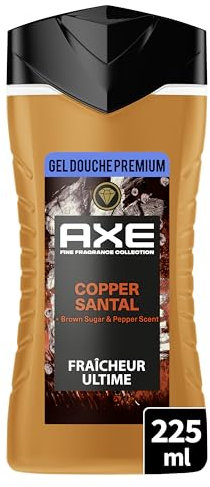 AXE - Gel Douche - Collection Prestige - Copper Santal -12h de fraîcheur - Parfum infusé aux huiles essentielles de bois de santal, miel et poivre - Agents hydratants 100% d’origine végétale - 225ml