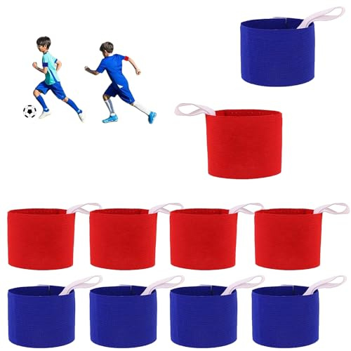 YFaith Kapitänsbinde, Verstellbare Spielführerbinde, Kapitäns-Sportarmban Kinder, mit Lanyard und Klebeflicken, Rote und Blaue Armbinde für Fußball, Rugby, Tennis, Basketball