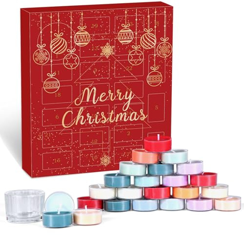 Advent Calendar 2025 for Women Girls - 24 Days Tea Lights & Scented Candles, Christmas Calendar with Candles, Christmas Gift for Mum, Daughter & Friends