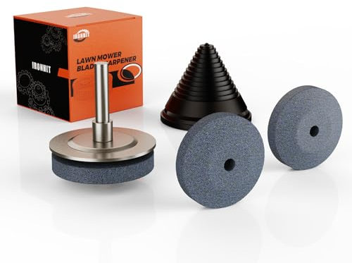 IRONHIT Affûteur de lame de tondeuse à gazon, kit d'outils d'aiguiseur de lame amélioré pour perceuse avec équilibreur de lame, aiguiseur de lame pour toutes les perceuses manuelles électriques