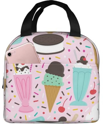 Borsa termica per il pranzo con stampa di gelato dolce tutto il giorno per uso generico con cerniera liscia per garantire l'uso facilitato