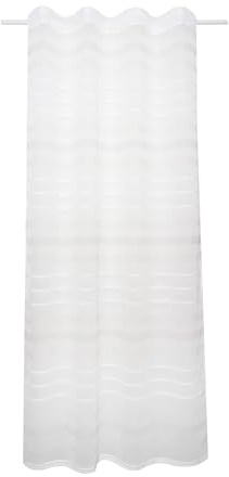 Sehlbach Tenda pronta per l'uso con fettuccia, A righe intrecciate con filato effetto colorato, Bianco, 135 x 175 cm, Look elegante, Opaco, Chiusura versatile, Certificato Oeko-Tex