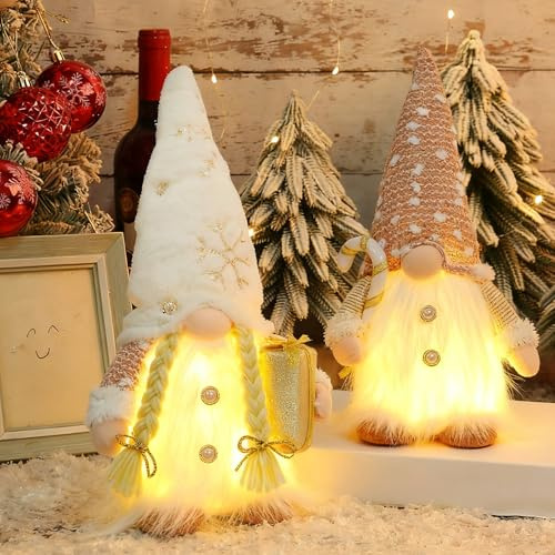 CHENBOOW Weihnachtswichtel,2 Stück Weihnachtsdeko,Wichtel Figuren,Leuchtende Weihnachts Wichtel Klein,Weihnachten Wichtel mit Licht,für Weihnachtsdeko Büro Innen Fenster Dekoration