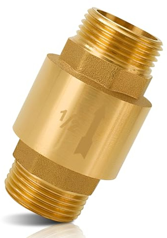 1/2 Zoll Messing Rückschlagventil, G1/2 Außengewinde Rückschlagventil, 1/2 Zoll AG Inline Rückflussverhinderer, Abwasserrückschlagventil, für Pumpen, Waschmaschinen, Gartenpumpen(1 Stück)