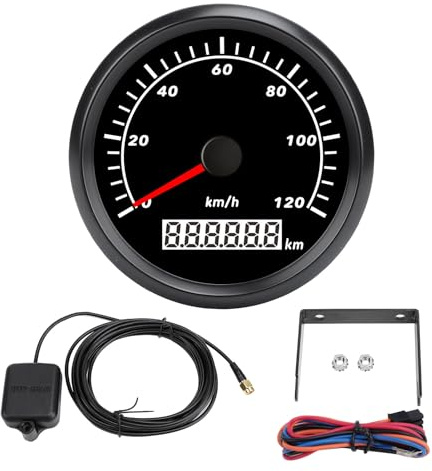 Brillxa Digital-tachimetro, manometro per motori a gradino impermeabile, calibro di velocità 0-120 km, tachimetro del display a 7 a colori, motocicletta per camion per yacht barca