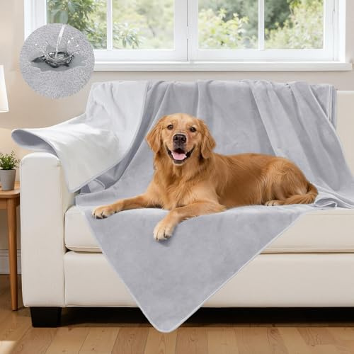 Wasserdichte Hundedecke & Katzendecke mit 3-Schicht Nassschutz, 102x152cm | Reversible Kuscheldecke für Sofa, Couch und Bett, schützt vor Feuchtigkeit und Flecken, für Paare und Haustiere