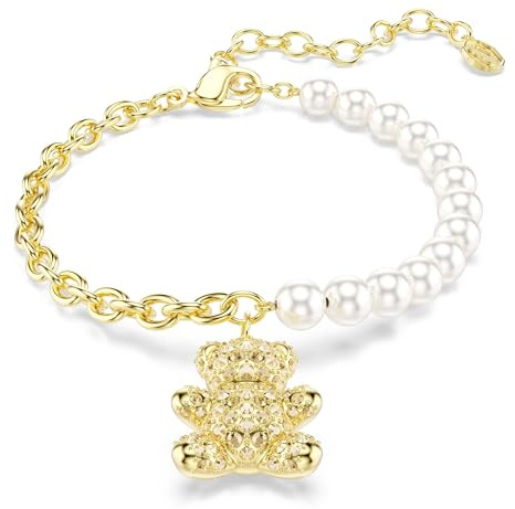 Swarovski Idyllia Armband, Kristallperle, Rundschliff, Teddy, Goldfarben, Goldlegierungsschicht