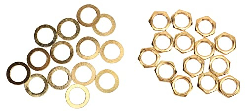 TOPINCN Metall-M9-Gewinde-Gitarrenmutter-Unterlegscheiben-Set für E-Bass-Klinkenbuchsen-Verbindung, 14 Muttern-Unterlegscheiben (GOLD)