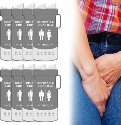 8 Stück Urinbeutel für Unterwegs Tasche, 750ml Pinkelbeutel für Unterwegs für Männer Frauen Kinder, Einweg Urinbeutel für Unterwegs, Camping, Reisen, Outdoor, Auto Stau