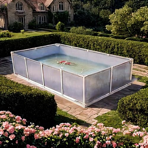 Piscina, marco de acero sobre el suelo, piscina de jardín duradera para familias y niños, fácil montaje, incluye parche de reparación, diseño rectangular grande