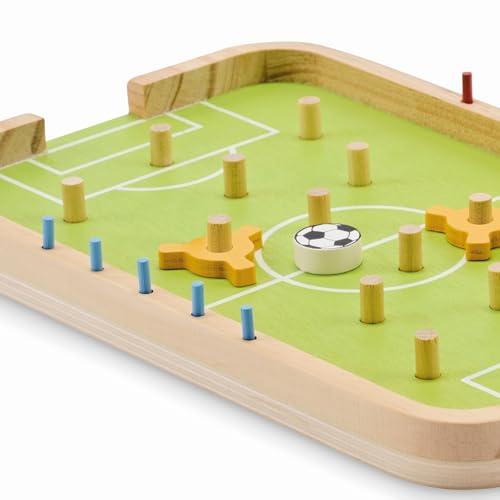 Juego de mesa de fútbol de madera para 2 jugadores, futbolín, 24 x 15 x 1,8 cm, con figuras de juego, pelota, contador de goles e instrucciones (idioma español no garantizado)