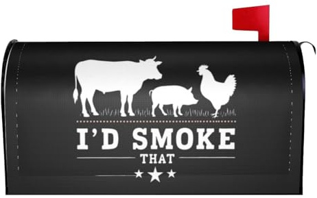 Waterproof Sunproof Mailbox Cover I'd Smoke That Funny BBQ Grilling Cook Chef Standard Size Magnetic Wrap Post Letter Box Covers for House Garden Yard Decoration