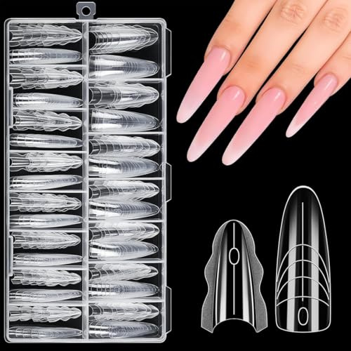 JYXTOR 280 Piezas de Plantillas Para Uñas,Puntas De Gel Para Uñas,Doble forma,Plantillas de Gel Reutilizables,Aaptas Para Bricolaje (180 Piezas Ovaladas)