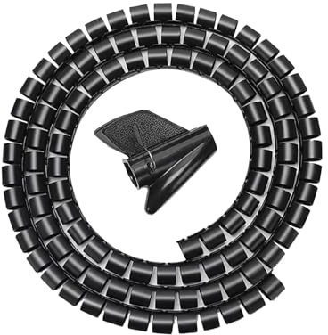 GRASAKY 2 metri di guaina flessibile a spirale for la gestione dei cavi da 8 mm di diametro interno, clip for tubo di stoccaggio dei cavi, protezione for avvolgicavo proteggere la manica(Nero)