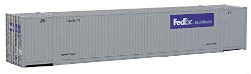Walthers SceneMaster 53' Singamas Corrugated-Side Container-Ready to Run-FedEx MultiModal (Gray, Purple) 949-8504 HO Scale Model Railroad - Freight Model