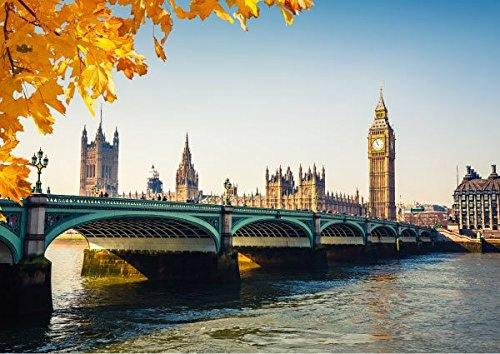 StickersWall London City Palace Of Westminster River Thames Scenery View Wall Mural Photo Wallpaper Picture Self Adhesive (342cm(W) x 242cm(H)) 1045