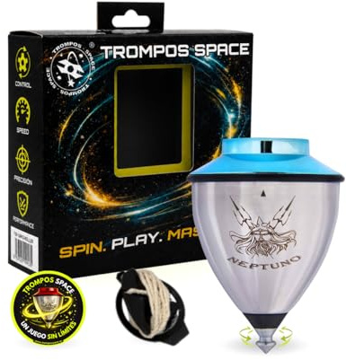 SPACE TROMPOS - Neptuno Roller Acero Inox, Azul, Con Cuerda y Packaging