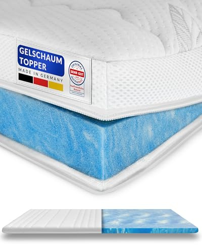 AMQ Sleep Surmatelas 120x190 Rafraîchissant en Gel - Mémoire de Forme 6 cm RG50 - Fabriqué en Allemagne, Housse Lyocell Déhoussable Antidérapante - sur Matelas 1 Personne