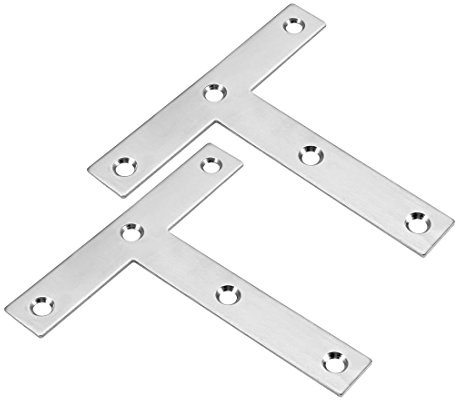 sourcing map Assiette plate forme T,120mmx120mm304 angle Angle Brace Supports Réparation 2pc