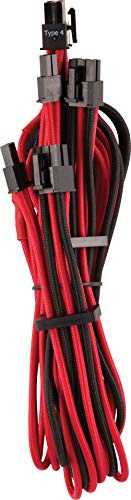 Corsair Premium Sleeved Netzteil 6+2 Pin-Polig-PCIe-Dual-Kabel Typ4 (Generation 4-Serie) Rot/Schwarz