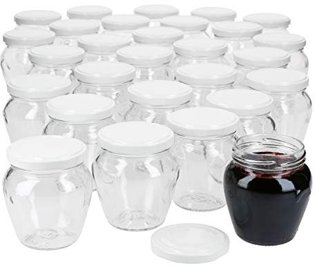 Set di 75 barattoli per marmellata da 212 ml + Coperchio Twist-off da 63 mm Colore Bianco per Conserve, Miele, Confetture e Gelatina