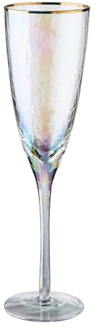 BUTLERS Sektglas 250 ml Glas - SMERALDA - Irisierend | Farbe Durchsichtig - Champagnerflöte für Hochzeiten - Proseccogläser für das Gartenfest - Perlmuttglanz mit Goldrand