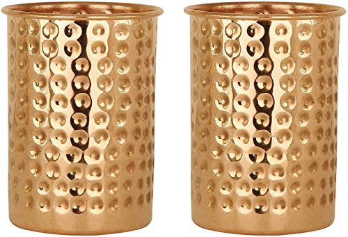 Taza de cobre martillado hecha a mano, 350 ml, 2 unidades, color marrón