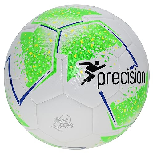 Precision Unisex-Youth Fusion Sala Futsal Ball, White/Fluo Green/Fluo Yellow/Blue, 3