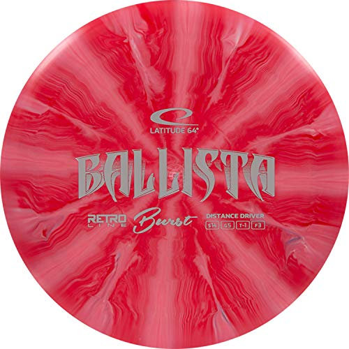Latitude 64 Retro Burst Ballista Disc Golf Driver, Män och Kvinnor Nybörjare & Professionell Maximalt avstånd Frisbee Golf-Driver, Stabil Golfskiva, Stämpelfärger kommer att variera, Röd
