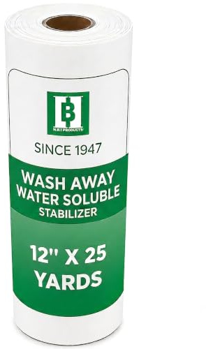 H.B.I. Products Wash Away Water Soluble Embroidery Stabilizer 12 x 25 Yd for Machine Embroidery