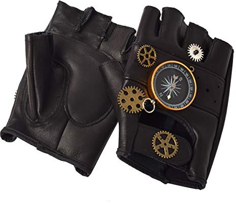 GRACEART Steampunk handskar gotiska män fingerlösa vantar