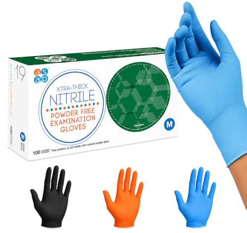 ASAP Blue Nitrile Powder Free Examination Gloves, Disposable, 3 mil