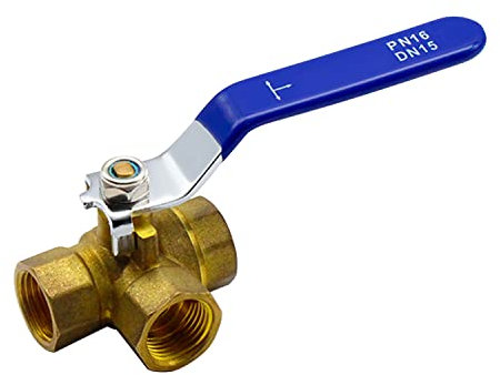 AMONENZ 3 Wege Kugelhahn-DN15 1/2 Interner Thread Kugelhahn Absperrventil, Messing Luft Kugelhahn für Wasser, Öl- und Luftleitungen