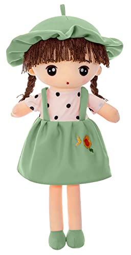 Uposao Kuschelpuppe Plüsch Stofftier, 45CM Weiche Stoffpuppe mit Kleidung und Haaren für Kinder von 0-5 Jahren Gefüllte Puppen Märchen Prinzessin Puppe Plüschtier Weihnachten Geschenke,Grün