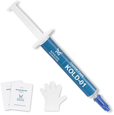 Kooling Monster KOLD-01 (Inc. Gloves & Wipes), Premium Silicone Thermal Paste for Cooling All Processors (CPU, GPU, PC, Heatsinks, PS4, XBOX), Silicone Grease for Long Durability, No Odor (0.7ml/1.8g)