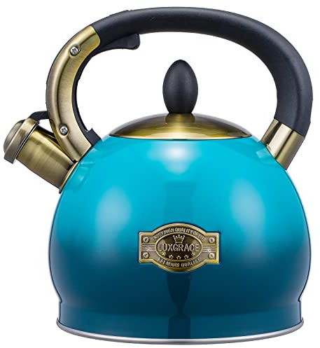 s-p Whistling Tea Kettle Stove Top Teapot, Stainless Steel Teakettle (2.8 QUART, Blue)
