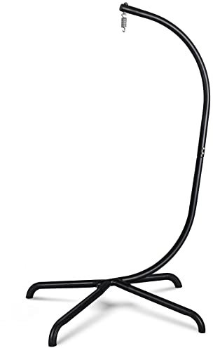 Hängesessel-Ständer, starker eiserner Hängesessel-Rahmen mit Federhaken, stabiler Sockel, strapazierfähiger Hängesessel-Ständer, 330 lbs, C-Ständer für Hängesessel im Innenbereich, Schlafzimmer,Garten