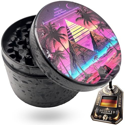 PURPLE LEGACY® Grinder per immagini a forma di diamante affilato, tritatutto per tritare erbe aromatiche per la cucina, spezie, accessori Spice Grinder grande Ø 50 mm, 4 pezzi, colore nero LEGACY 80s