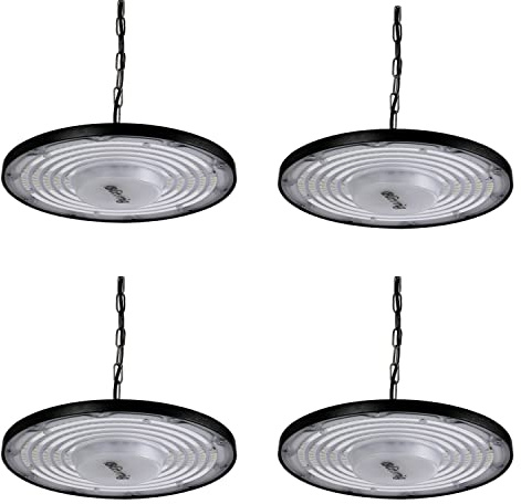 200W Faretto LED UFO 4 Pezzi, Lampada da Officina Industriale 20000LM | Impermeabile IP65, 6000K Bianco Freddo, Super Luminoso 288 LEDs, Lampada LED per Capannone, Fabbrica, Officina, Fienile