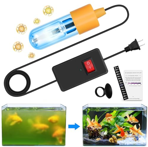 JAHEA Aquarium Clean Light,3W Mini Submersible Light with UV Test Card,Double Tube Aquarium Water Clean Green Clear Waterproof Clean Lamp for Pond,Swimming Pool