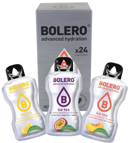 Bolero boissons ICE TEA MIX STICKS 24x3g I boisson rafraîchissante en poudre sans sucre édulcorée à la stévia | boisson hypocalorique à la vitamine C