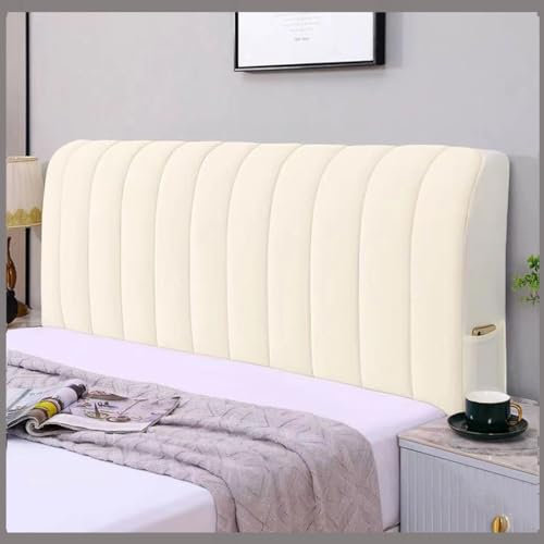 All-Inclusive Bett Kopfteil Bezug 180/190/120/150，Dehnbare Bett Kopfteilbezug Boxspringbett Kopfteile Abdeckung Staubdicht Kopfteilabdeckung Waschbar Bettkopfteil Hussen ( Color : Beige , Size : 200x7